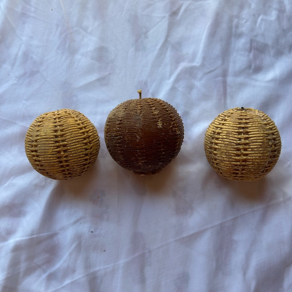 Set of Three Decorative Woven looking candles